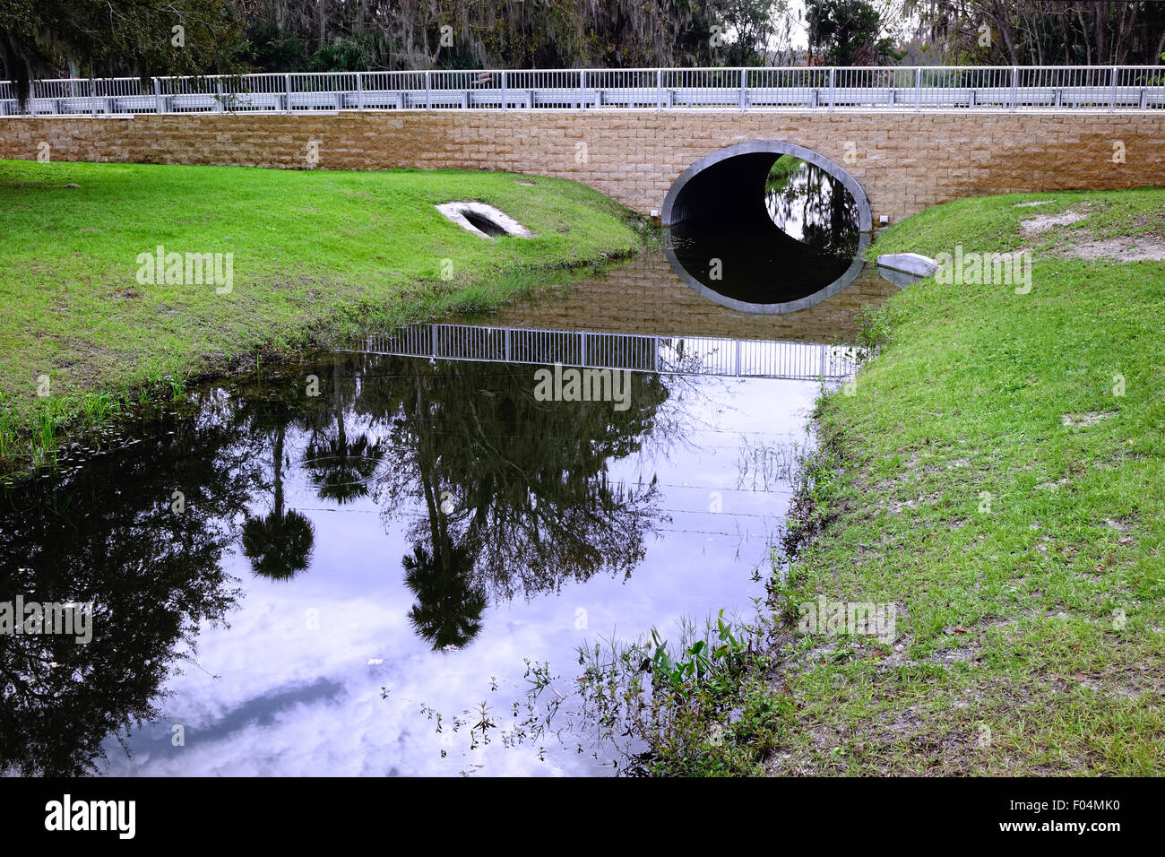Canal and tunnel connecting two lakes, Central Park, Ormond Beach