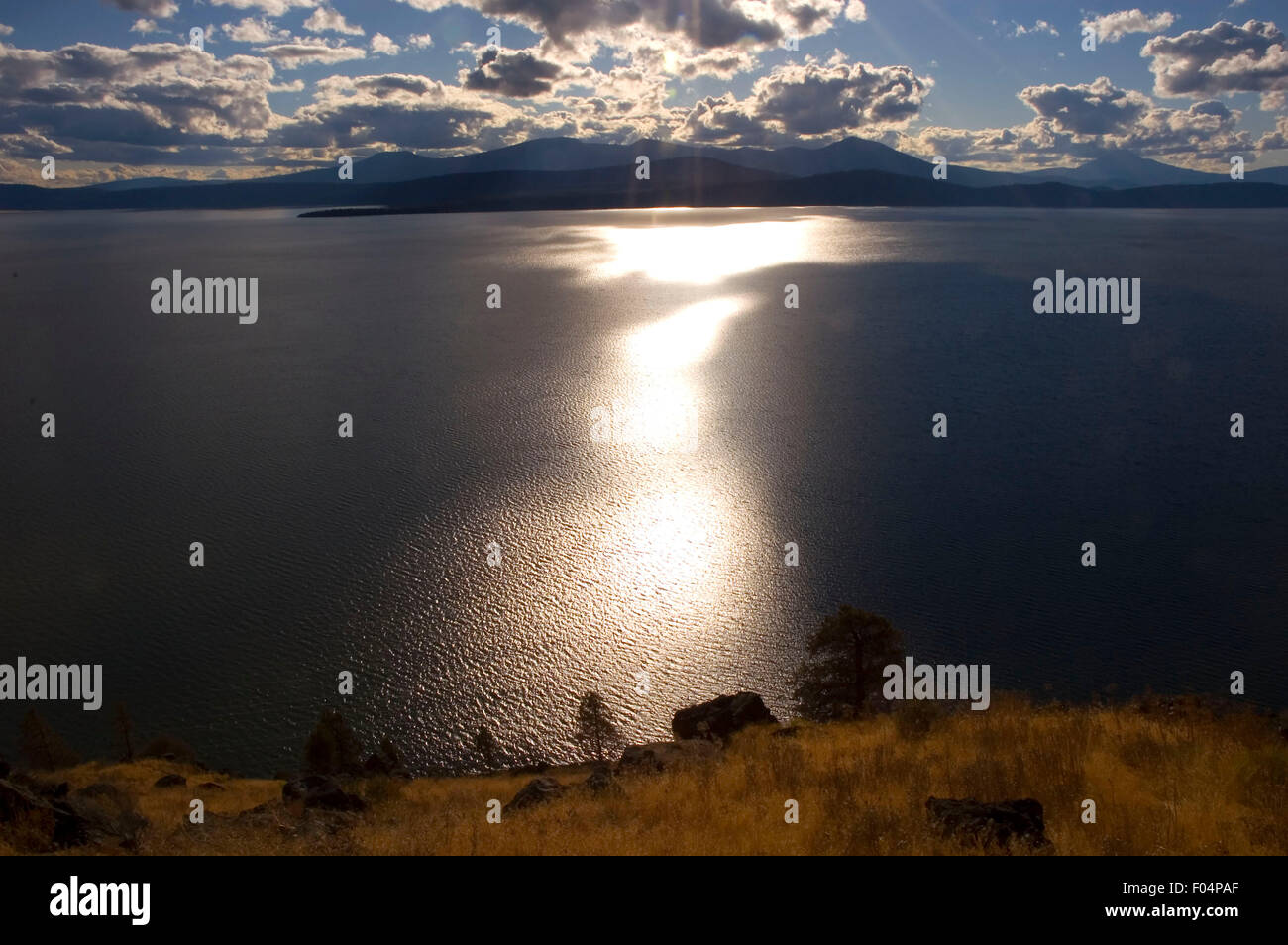 Upper Klamath Lake from Modoc Rim, Winema National Forest, Oregon Stock