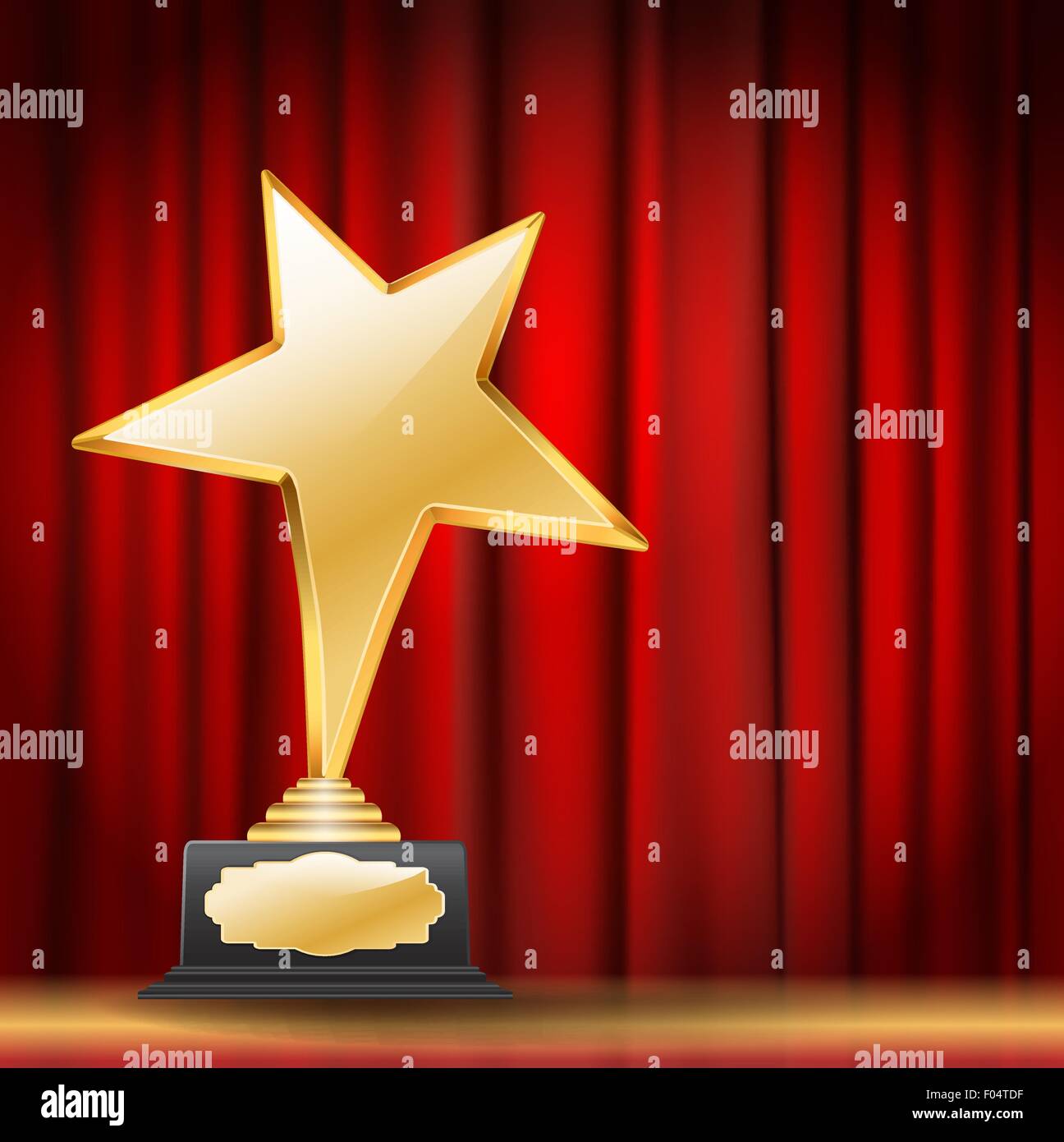 golden star award on red curtain background Stock Vector Image & Art