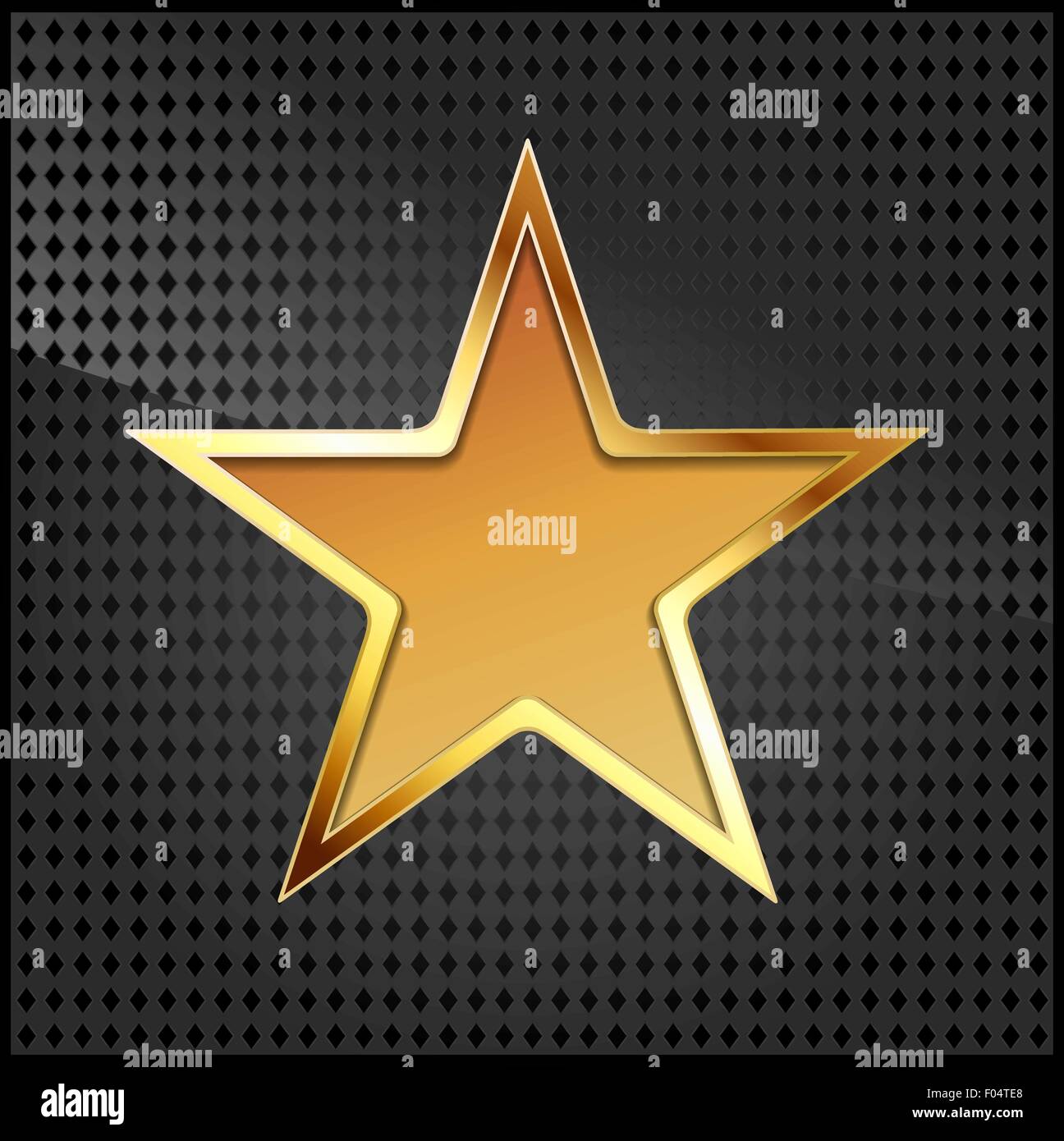 vector illustration of golden star on black metallic grid Stock Vector