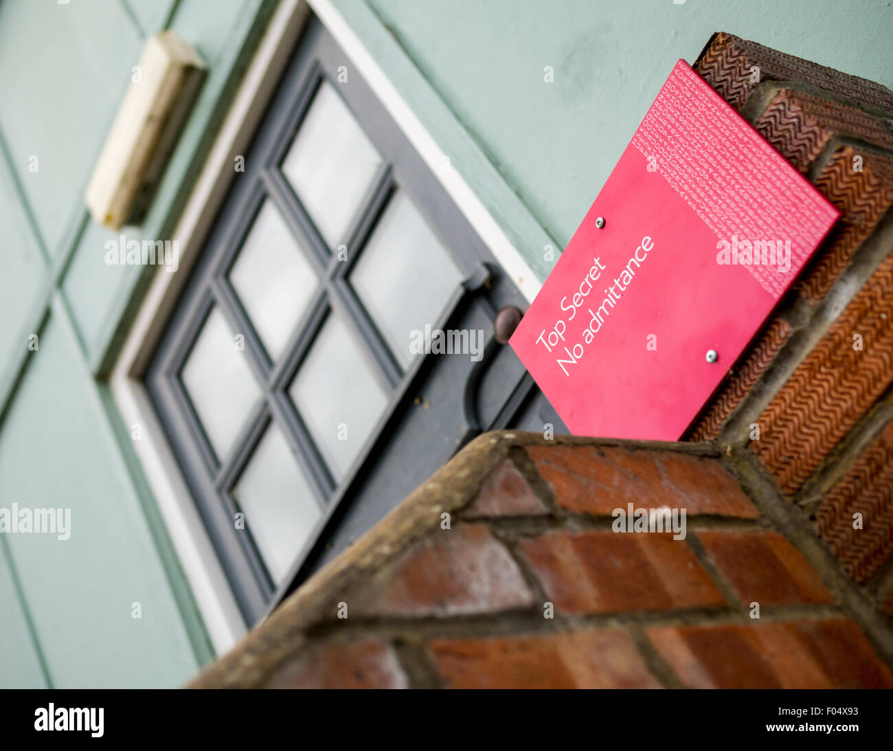 Top Secret Sign, Bletchley Park, Milton Keynes, Britain Stock Photo