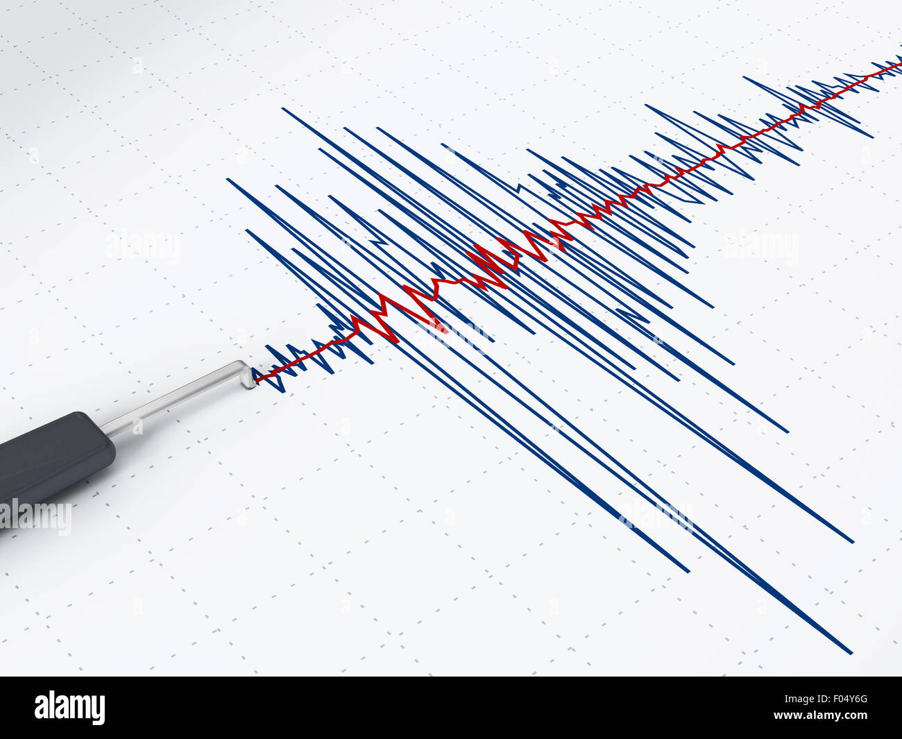 Seismic activity graph showing an earthquake. Stock Photo