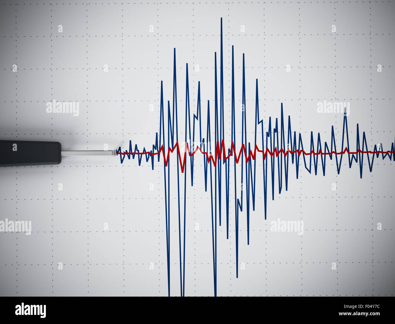 Seismic activity graph showing an earthquake. Stock Photo
