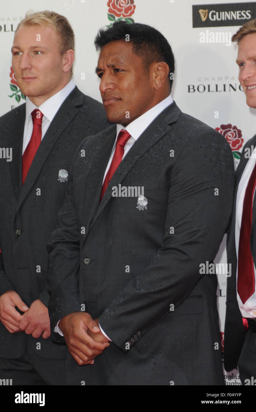 London, UK, 5 August 2015, Maco Vunipola attends  'Carry Them Home' England Rugby Team dinner at Grosvenor Hotel before competin Stock Photo