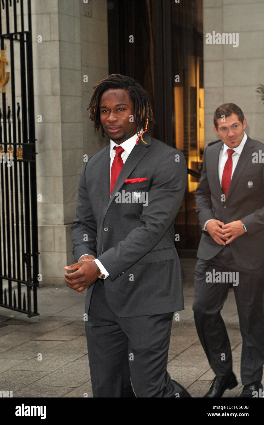 London, UK, 5 August 2015, Marland Yarde attends  'Carry Them Home' England Rugby Team dinner at Grosvenor Hotel before competin Stock Photo