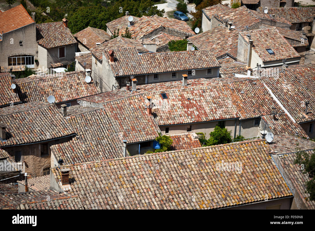 French small town view from above. Horizontal shot Stock Photo Alamy