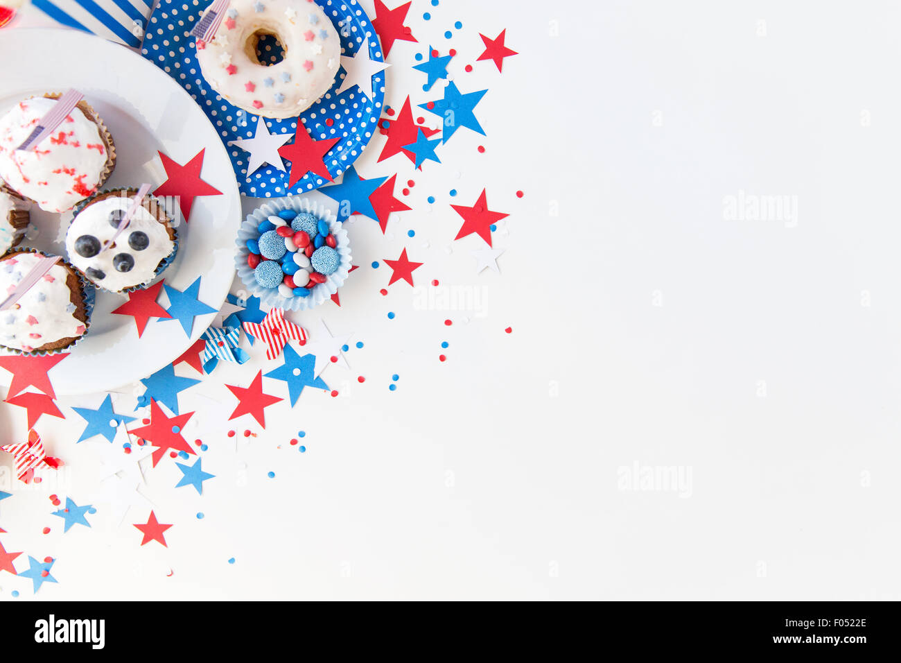 cupcakes with american flags on independence day Stock Photo