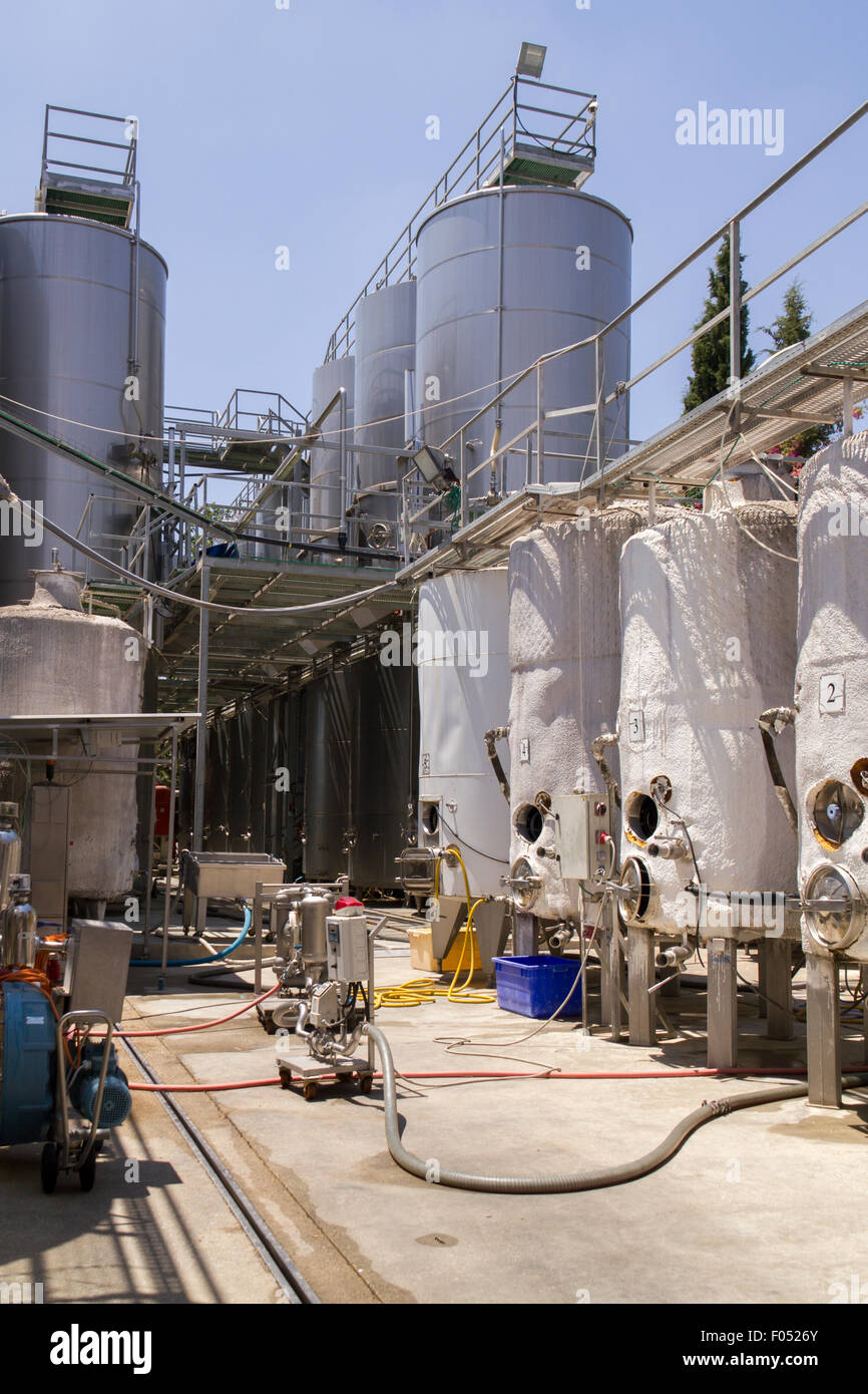 Wine making vats and contemporary equipment in tour of winery with Stock Photo 86163363 Alamy
