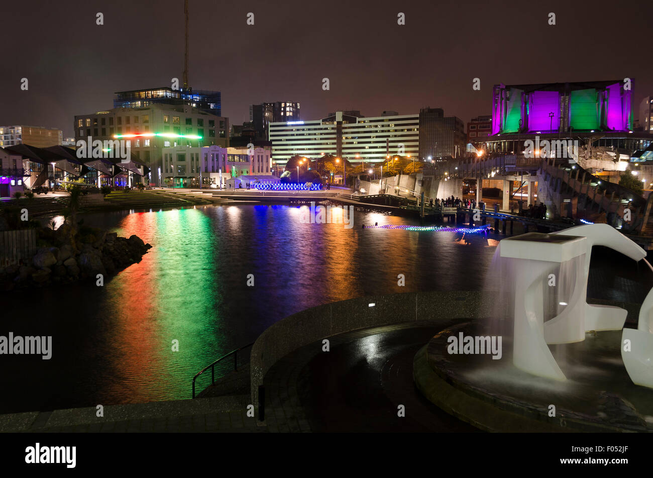 City lights reflected in "The Lagoon" Wellington, North Island, New