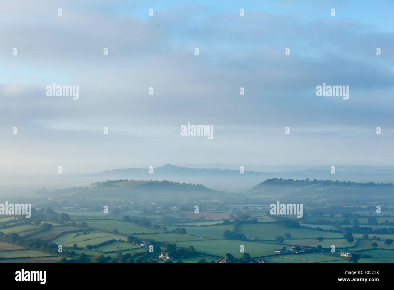 Glastonbury Tor and The Somerset Levels from The Mendip Hills. Somerset