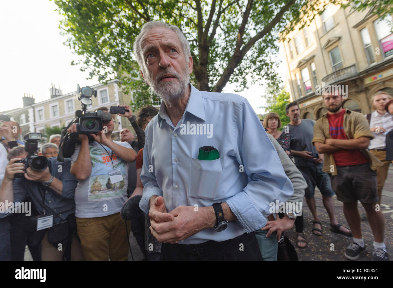 Norwich, Norfolk, UK. 06th Aug, 2015. Labour leadership candidate, Jeremy Corbyn, MP at a rally in Norwich, Norfolk Photography Labour leadership candidate, Jeremy Corbyn, MP at a rally in Norwich, Norfolk Photography Credit:  Jason Bye/Alamy Live News Stock Photo