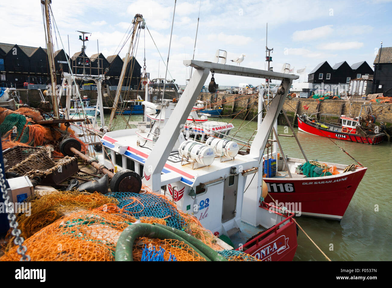 Fishing boat / boats at the quayside in Whitstable Harbour, Whitstable