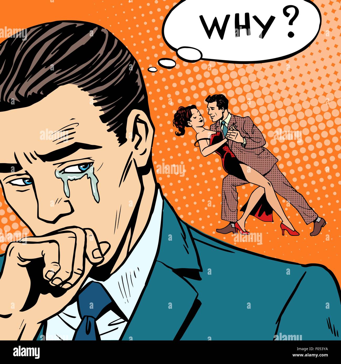 Husband crying his woman dancing with another man Stock Vector Image