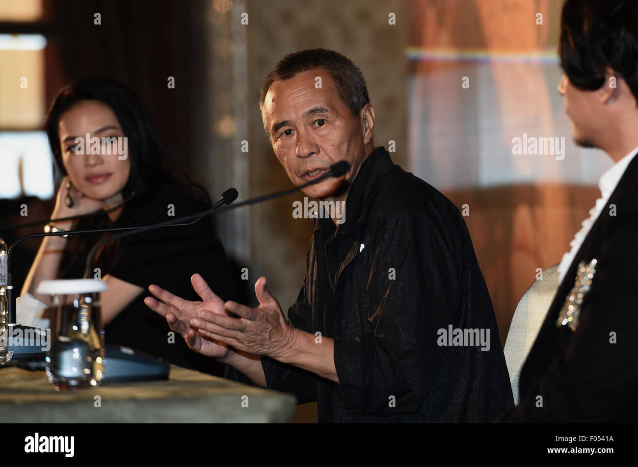 Taipei's Taiwan. 7th Aug, 2015. Director Hou Hsiao-Hsien introduces his movie 'The Assassin' at the press conference in Taipei, southeast China's Taiwan, Aug. 7, 2015. The movie is to be screened on Aug. 28 in Taiwan. Credit:  Han Yuqing/Xinhua/Alamy Live News Stock Photo