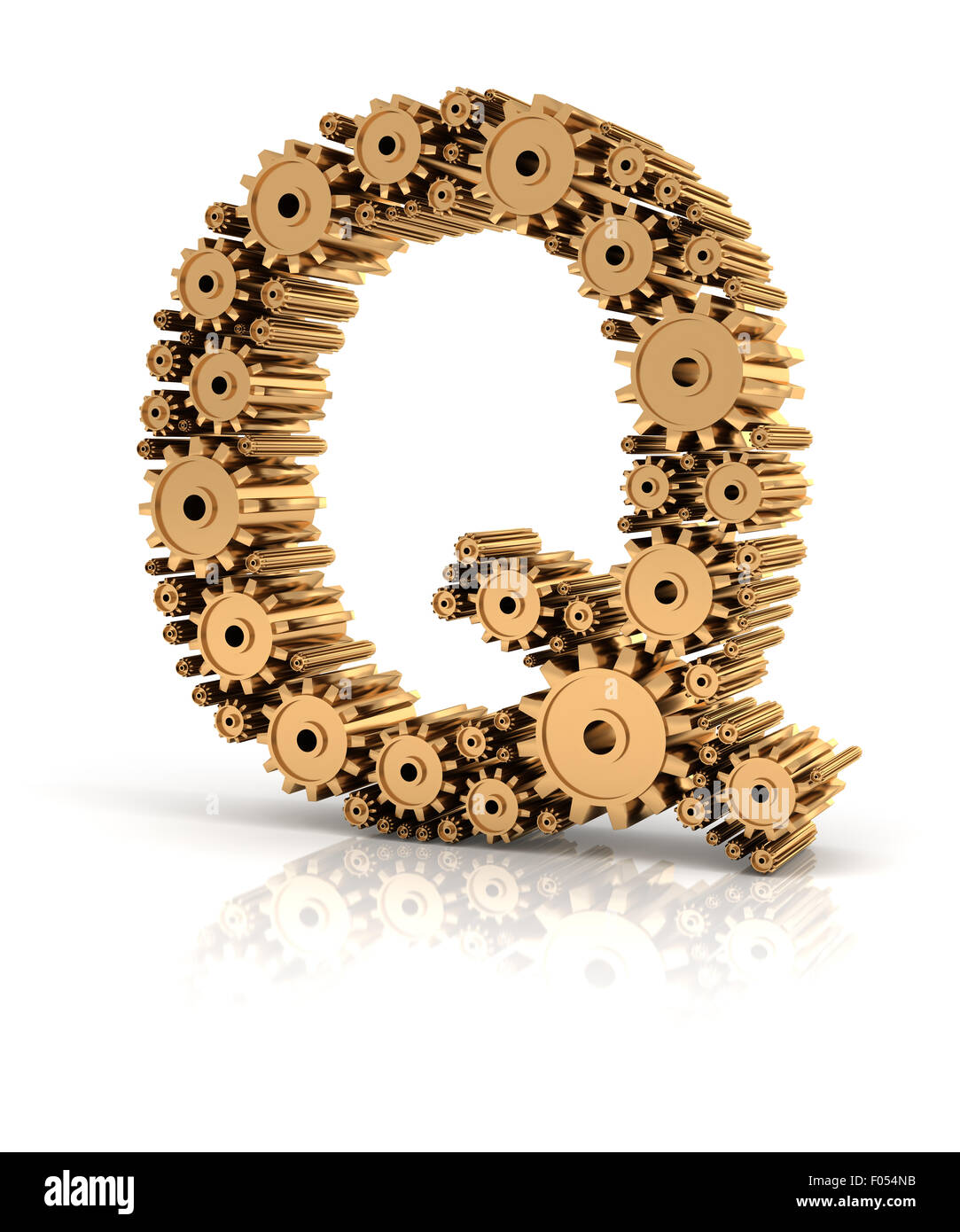 Alphabet Q formed by gears Stock Photo