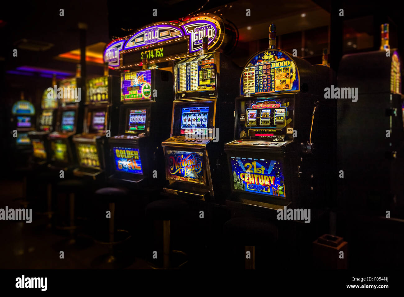 Slot machines in the casino of a luxury hotel Stock Photo