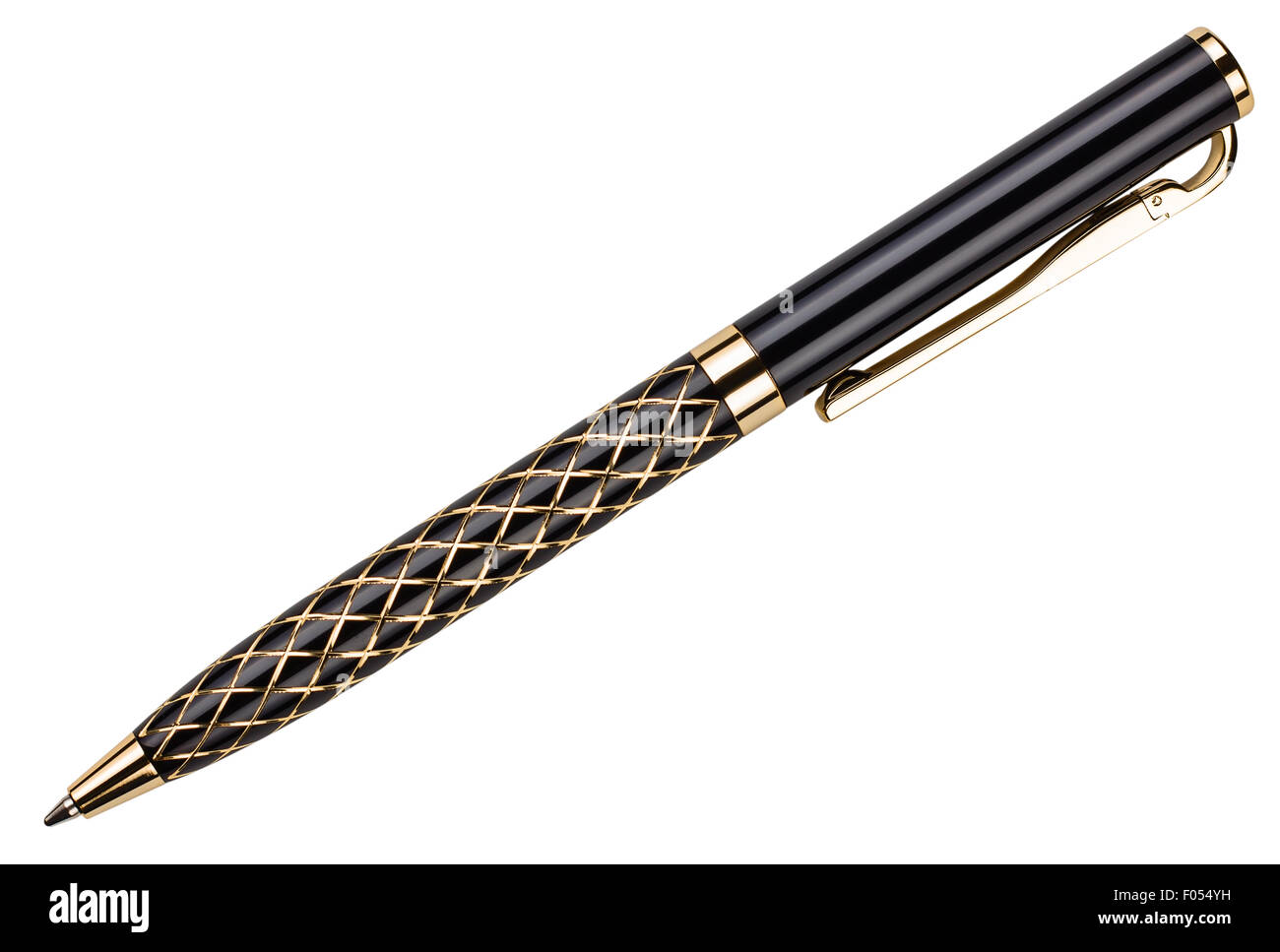 the black and gold pen isolated on white background Stock Photo
