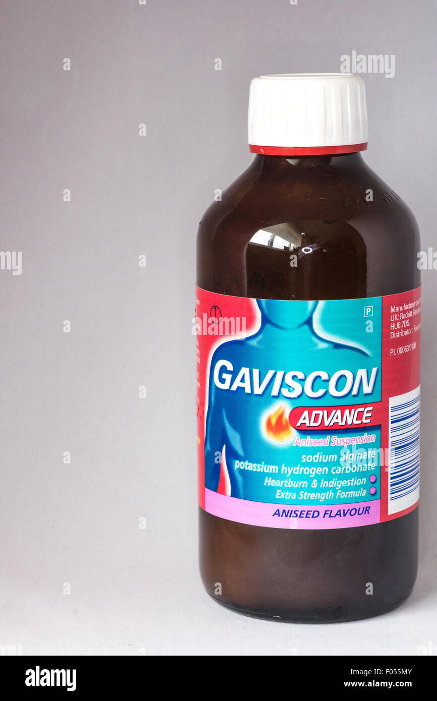 A bottle of Gaviscon Advance against a white background Stock