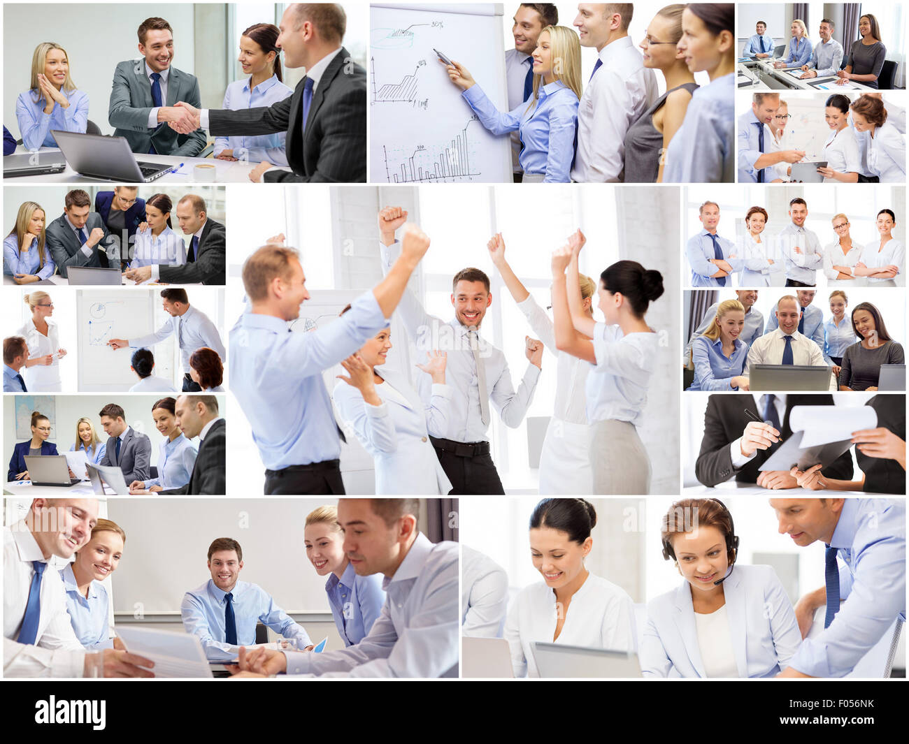collage with many business people in office Stock Photo - Alamy