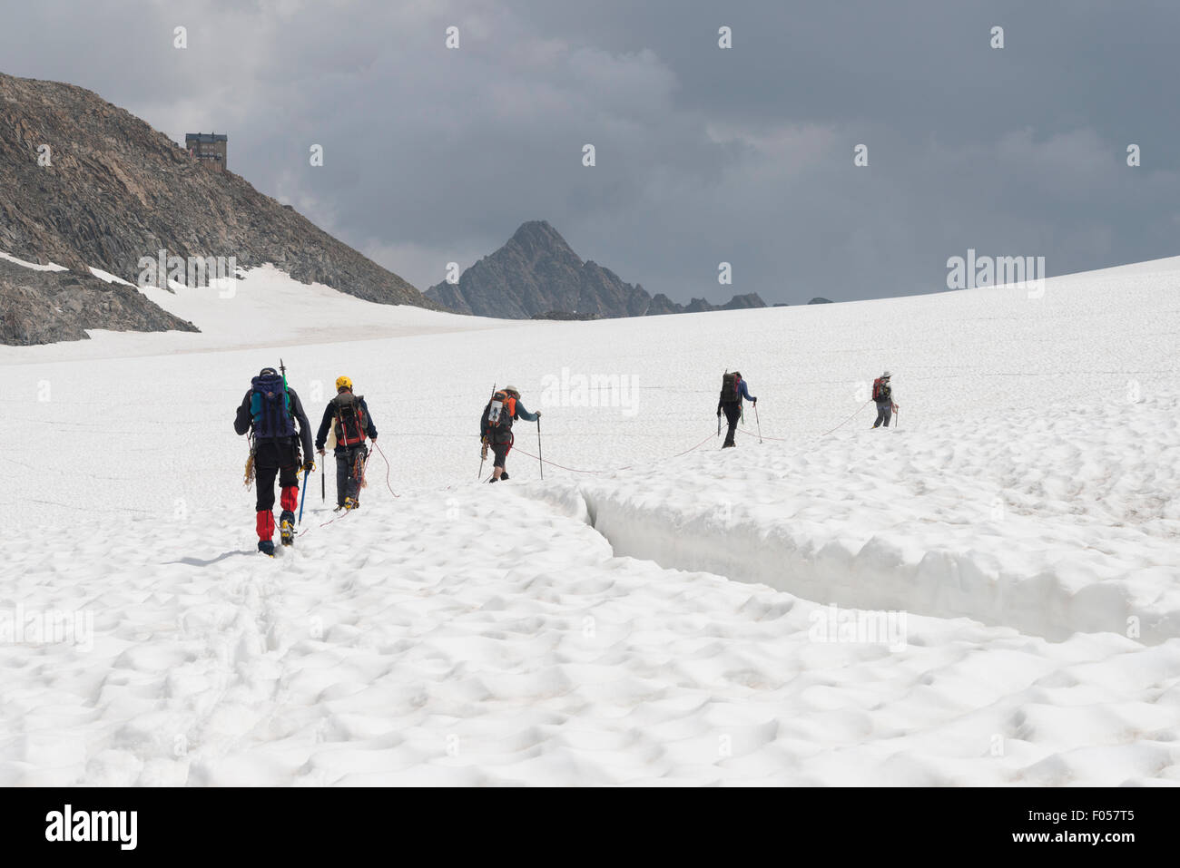Mountaineers On The Gepatschferner Glacier And Brandenburger Haus