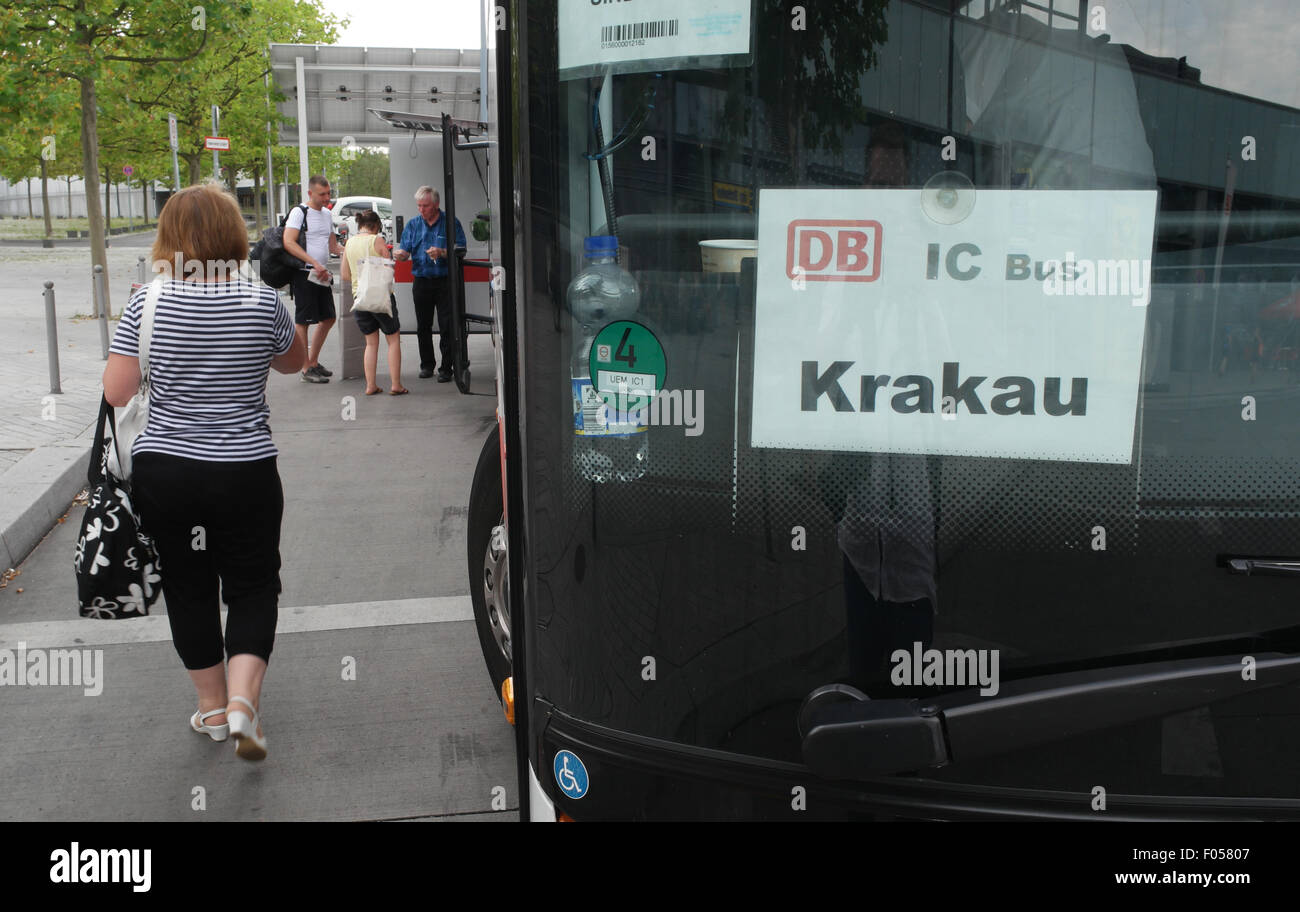 Passengers Enter An Ic Bus At The Train Station Suedkreuz In Stock Photo Alamy