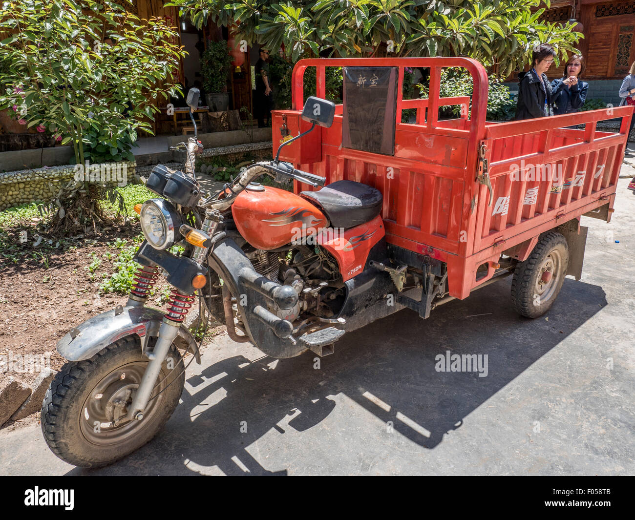 An HJ Smart Horse Motor Cycle Pick Up Vehicle In Yunnan Province China, These Motor Cycles Are Made In Chongqing Stock Photo
