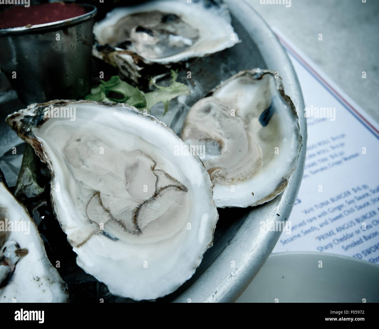 Oyster on a half shell. Stock Photo