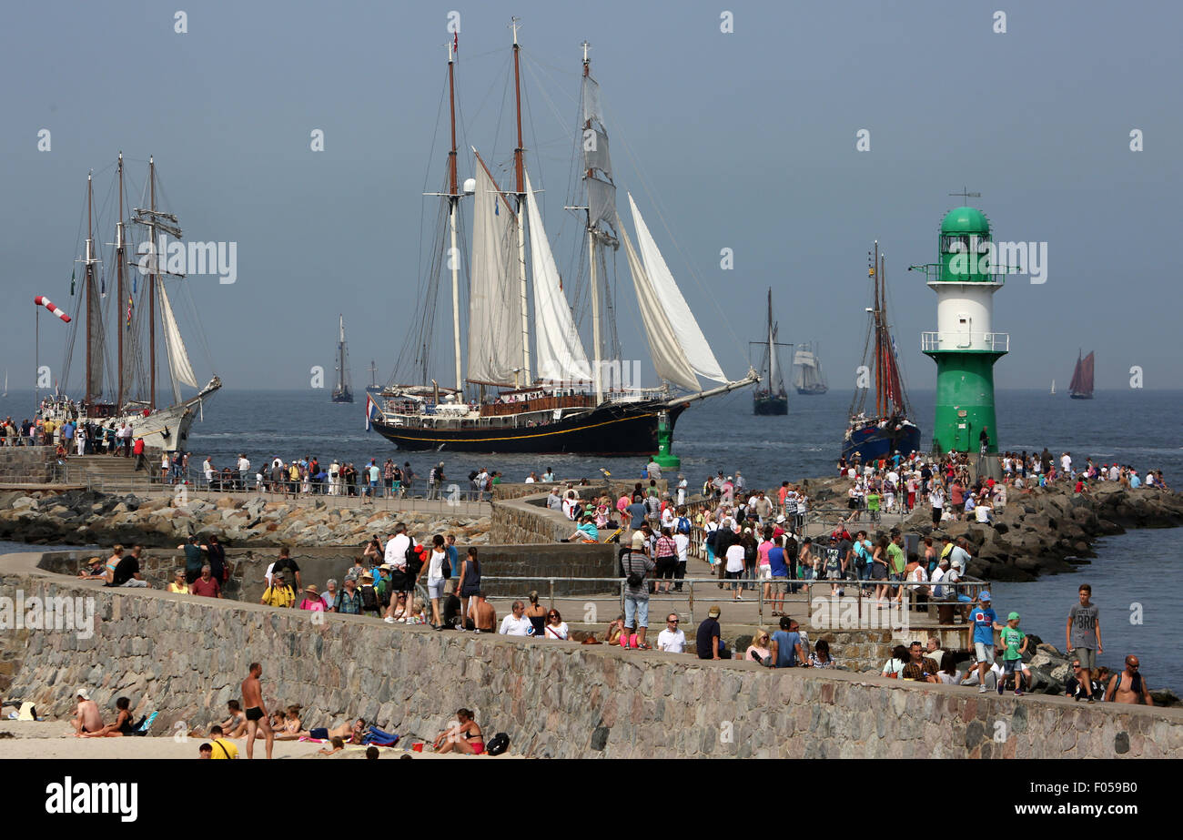 Rostock, Germany. 7th Aug, 2015. Traditional and museum ships return