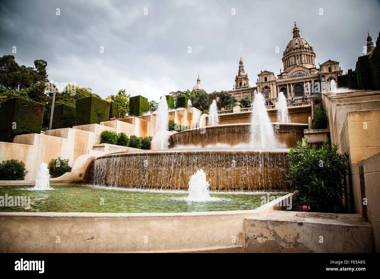 Placa De Espanya, the National Museum in Barcelona. Spain Stock Photo