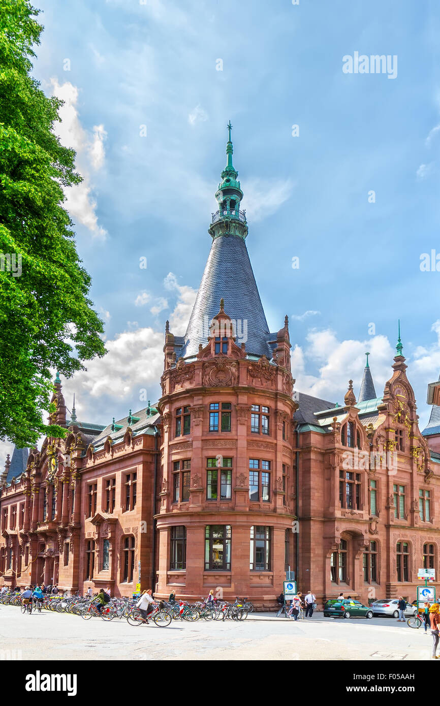 Facade of the historical main building of Heidelberg University library in Germany Stock Photo