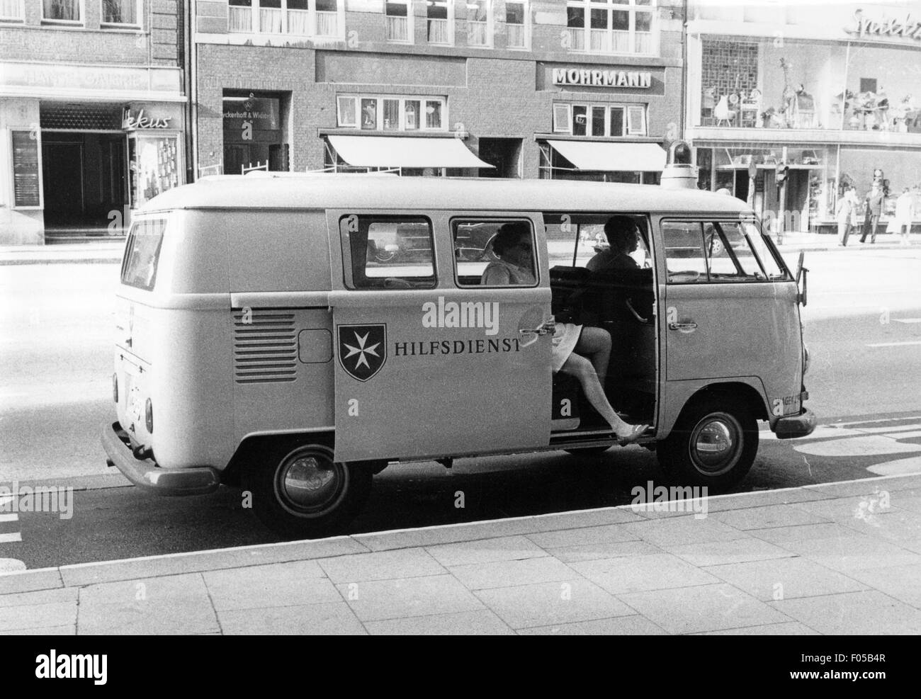 transport / transportation, car, vehicle variants, Volkswagen, VW T2 minibus of the Maltese Ambulance Corps, Hamburg, 1972, Additional-Rights-Clearences-Not Available Stock Photo