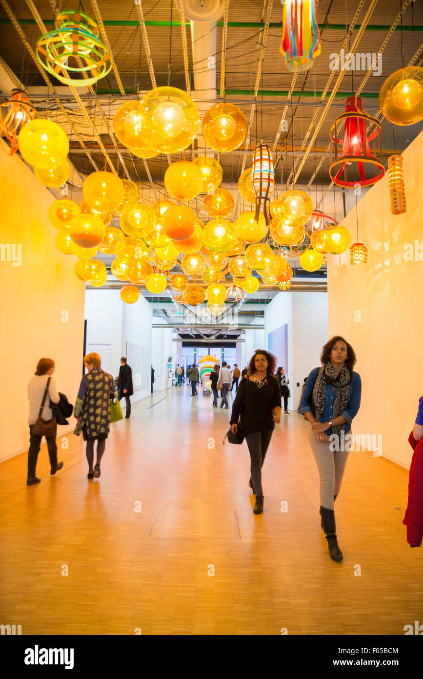 Light exhibition in the Centre Pompidou, Paris, France Stock Photo