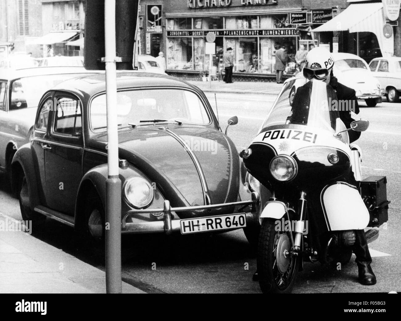 police, Germany, traffic police, policeman on motorcycle, Hamburg, 1970s, Additional-Rights-Clearences-Not Available Stock Photo