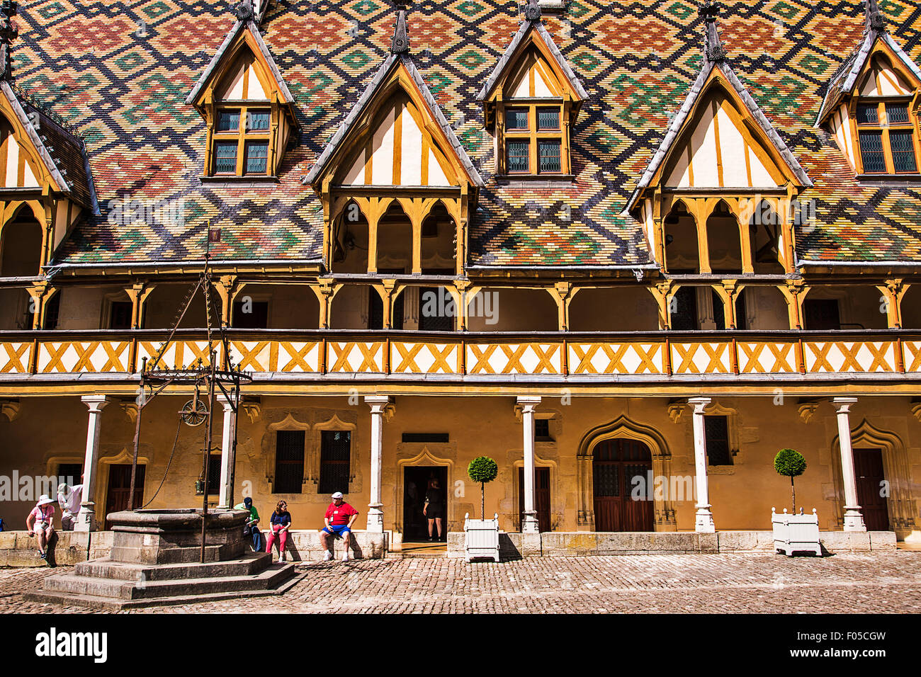 A medieval hospital in the town of Beaune, France, in the Burgundy region, the Hotel-Dieu is now a museum... Stock Photo
