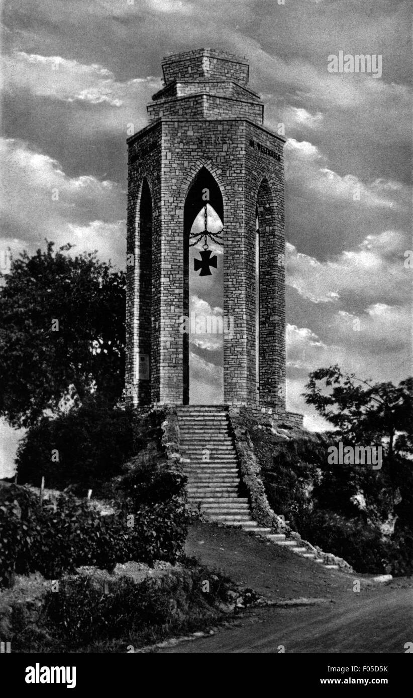 geography / travel, Germany, Zellertal, Rhineland-Palatinate, monuments, warrior's cenotaph, built 1928, architect: Alfons Brandt, view, picture postcard, 1930s, Additional-Rights-Clearences-Not Available Stock Photo