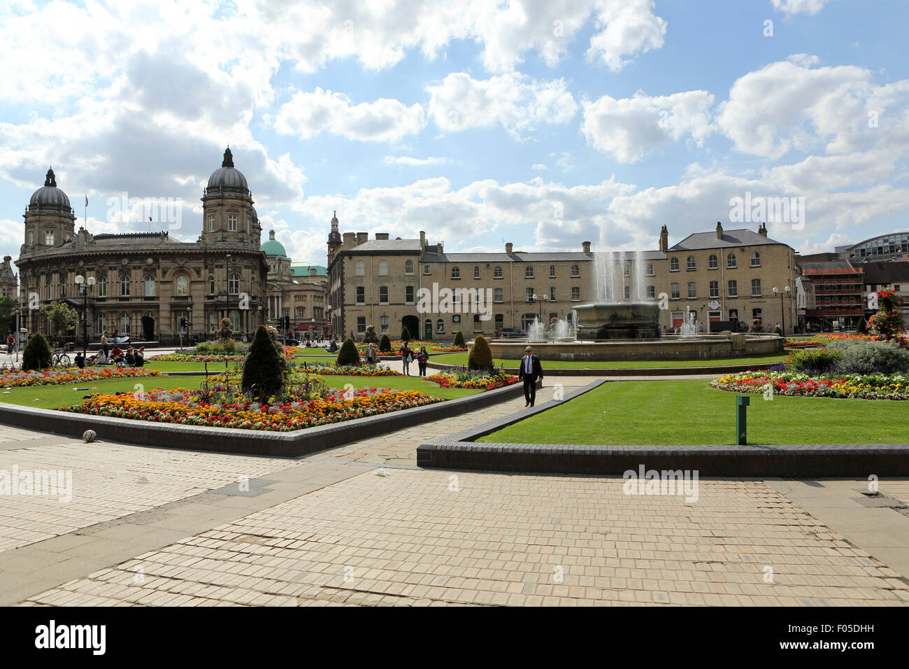 A section of Queen's Gardens by the Maritime Museum and Savile Street in Hull, England. The gardens are in the city centre. Stock Photo