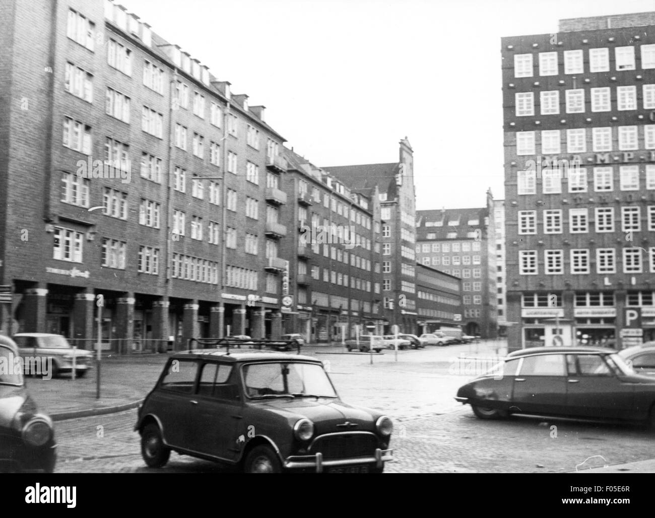 geography / travel,Germany,Hamburg,squares,Burchardplatz,1970,street,streets,house,houses,old town,historic city centre,historic city center,large city,transport,transportation,road traffic,vehicle,vehicles,motor car,auto,automobile,motorcar,motorcars,autos,automobiles,passenger cars,passenger coach,passenger car,Fiat Nuova 500,Citroen DS,parking,car park,parking lot,car parks,parking lots,West Germany,Western Germany,1970s,70s,20th century,no-people,community,communities,squares,square,historic,historical,Additional-Rights-Clearences-Not Available Stock Photo
