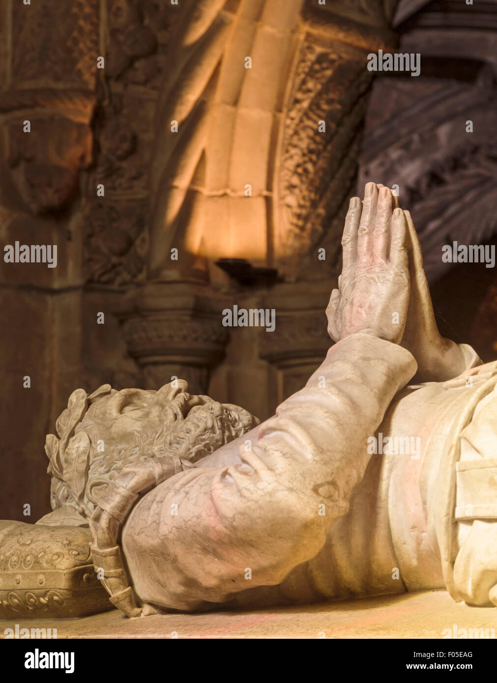 Lisbon, Portugal. The tomb of poet Luis Vaz de Camoes in the church of Santa Maria in the Mosteiro dos Jeronimos. Stock Photo