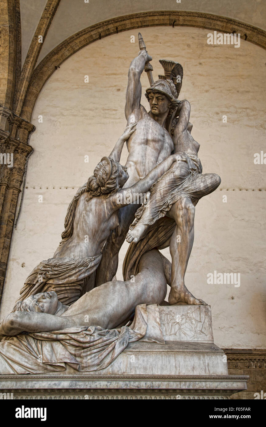 The Rape of Polyxena sculpture by Pio Fedi in the Loggia dei Lanzi on the  Piazza della Signoria in Florence Italy Stock Photo - Alamy