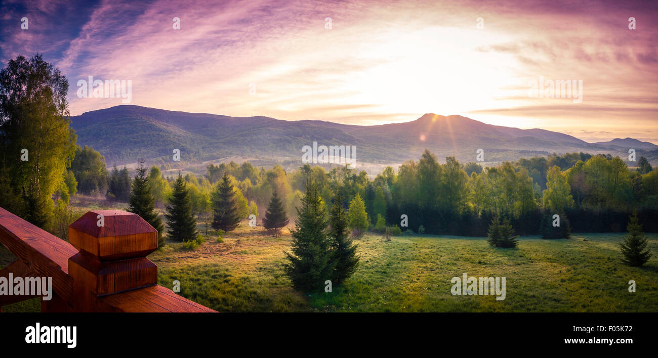Beautiful morning in mountains somewhere in eastern Europe Stock Photo