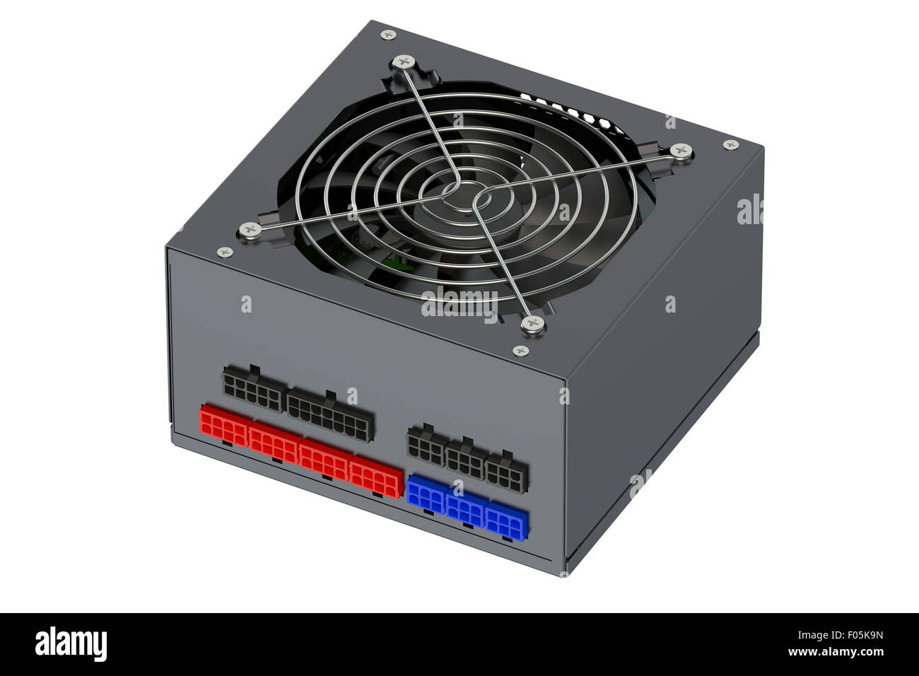 Black Modular power supply Unit isolated on white background Stock