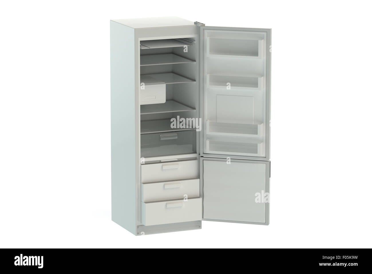 White open Refrigerator isolated on white background Stock Photo