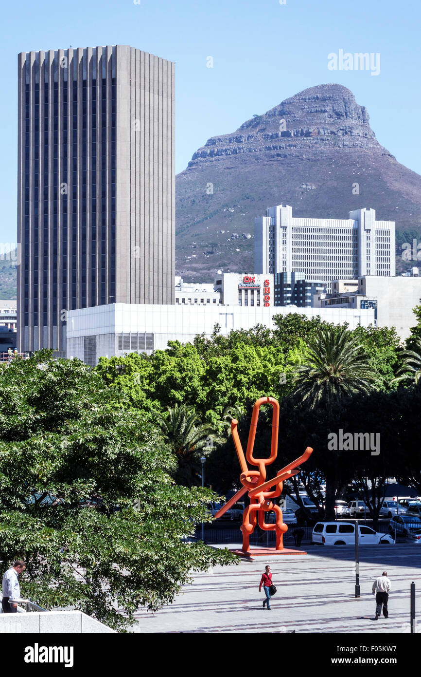 Cape Town South Africa,City Centre,center,skyline,Signal Hill,Lion's Head,sculpture,art,skyscraper,SAfri150310040 Stock Photo