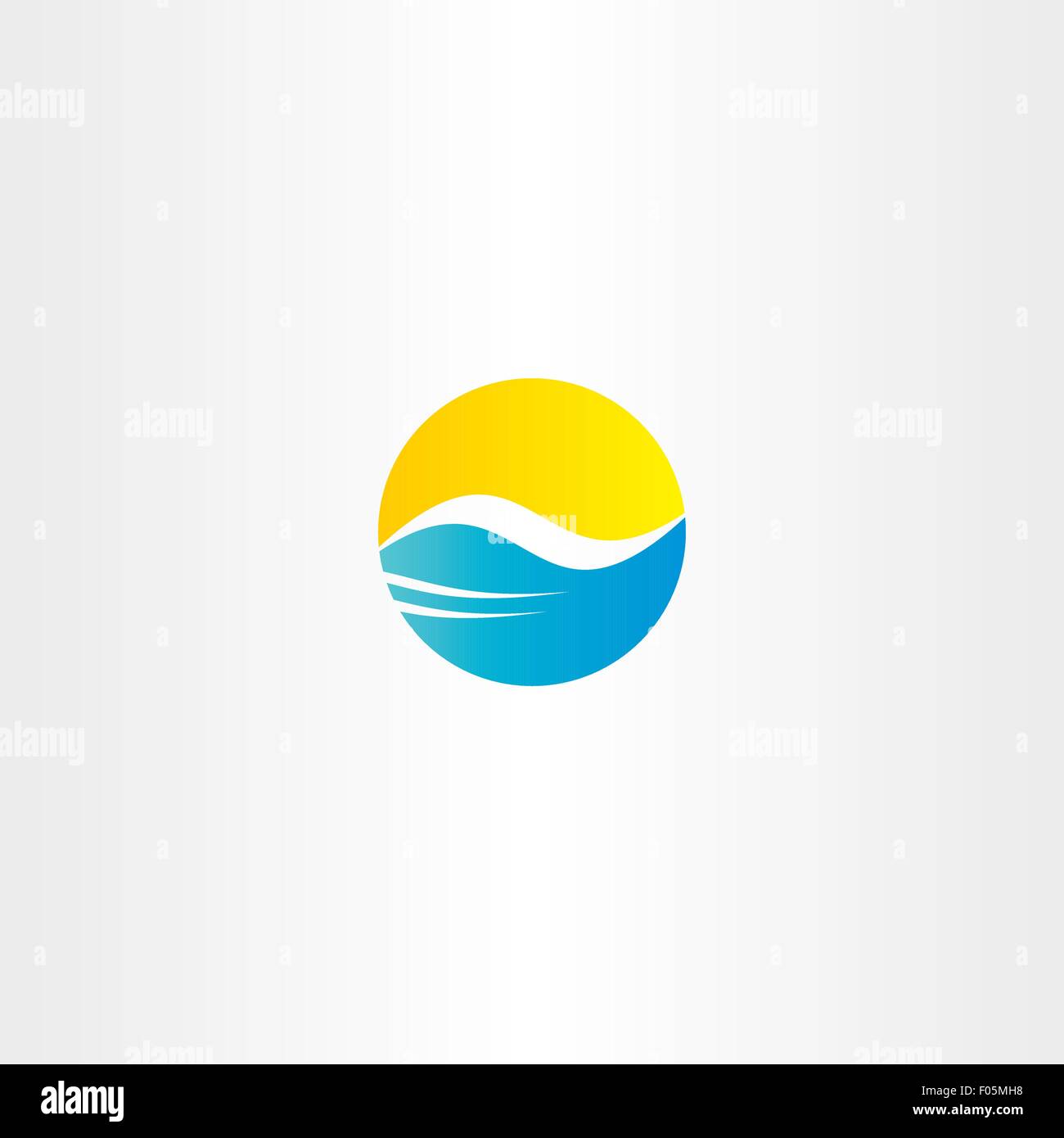 water wave and sun vector tourism logo element symbol Stock Vector