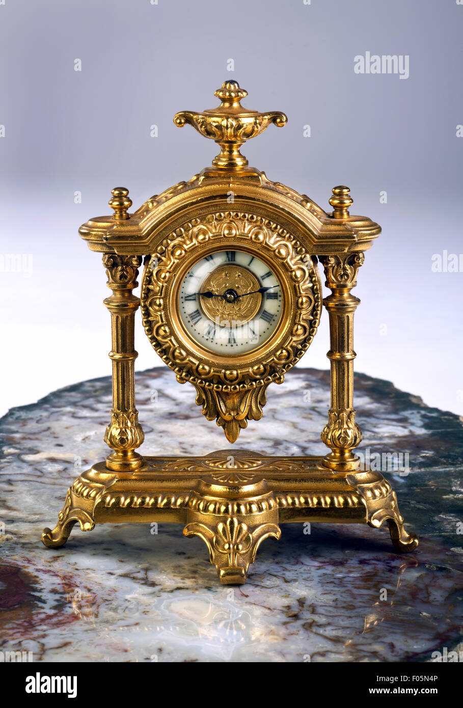 Antique French gold clock made in the late 1800's Stock Photo Alamy