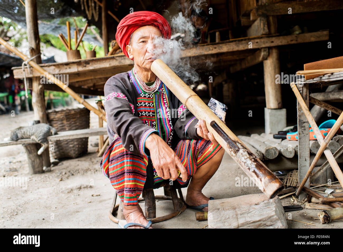 Lahu hill tribe man in a village in Chiang Mia, Thailand, Asia. Stock Photo