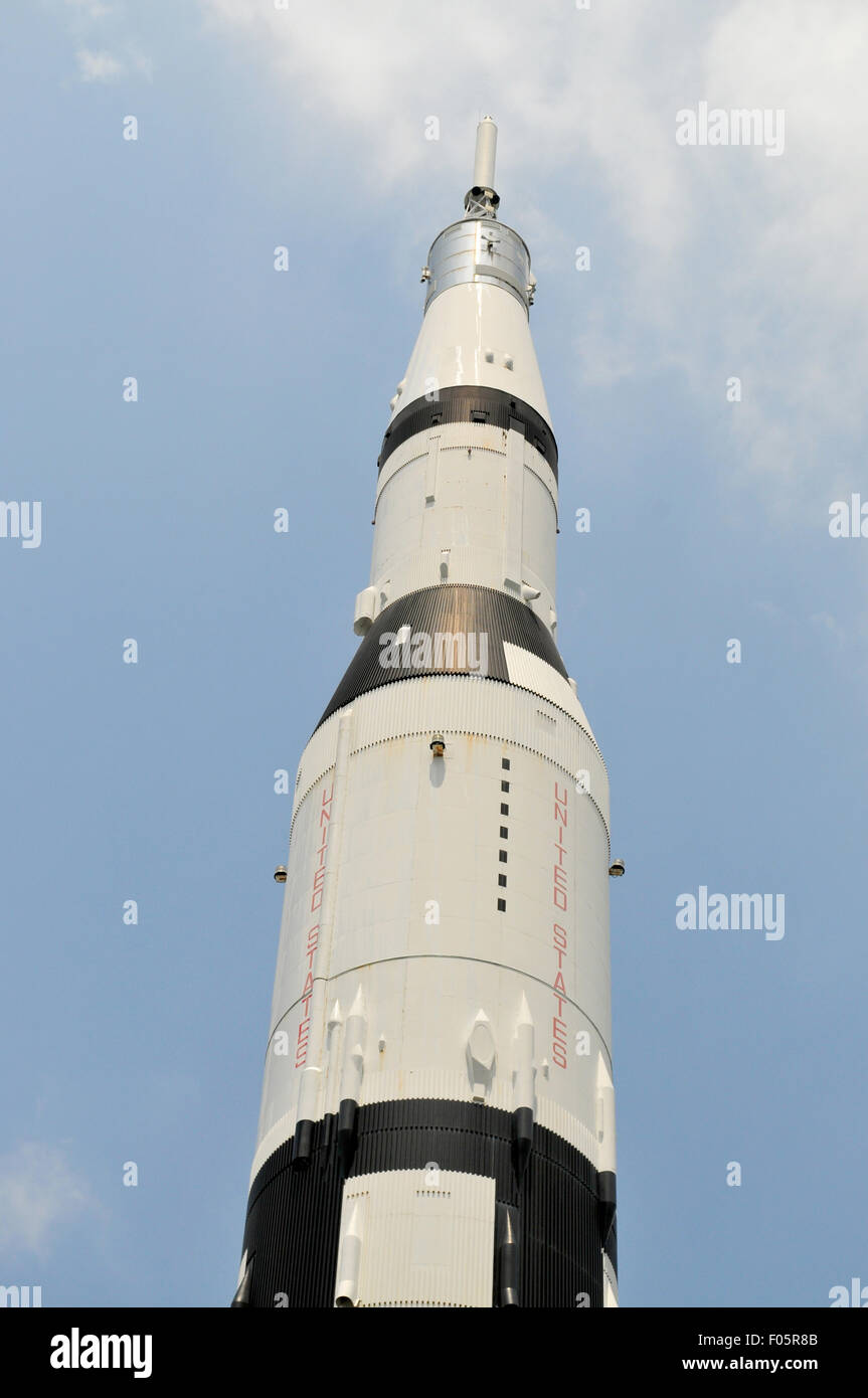 Close up of a Apollo rocket standing on the grounds of the U.S. Space & Rocket Center in Huntsville Alabama Stock Photo