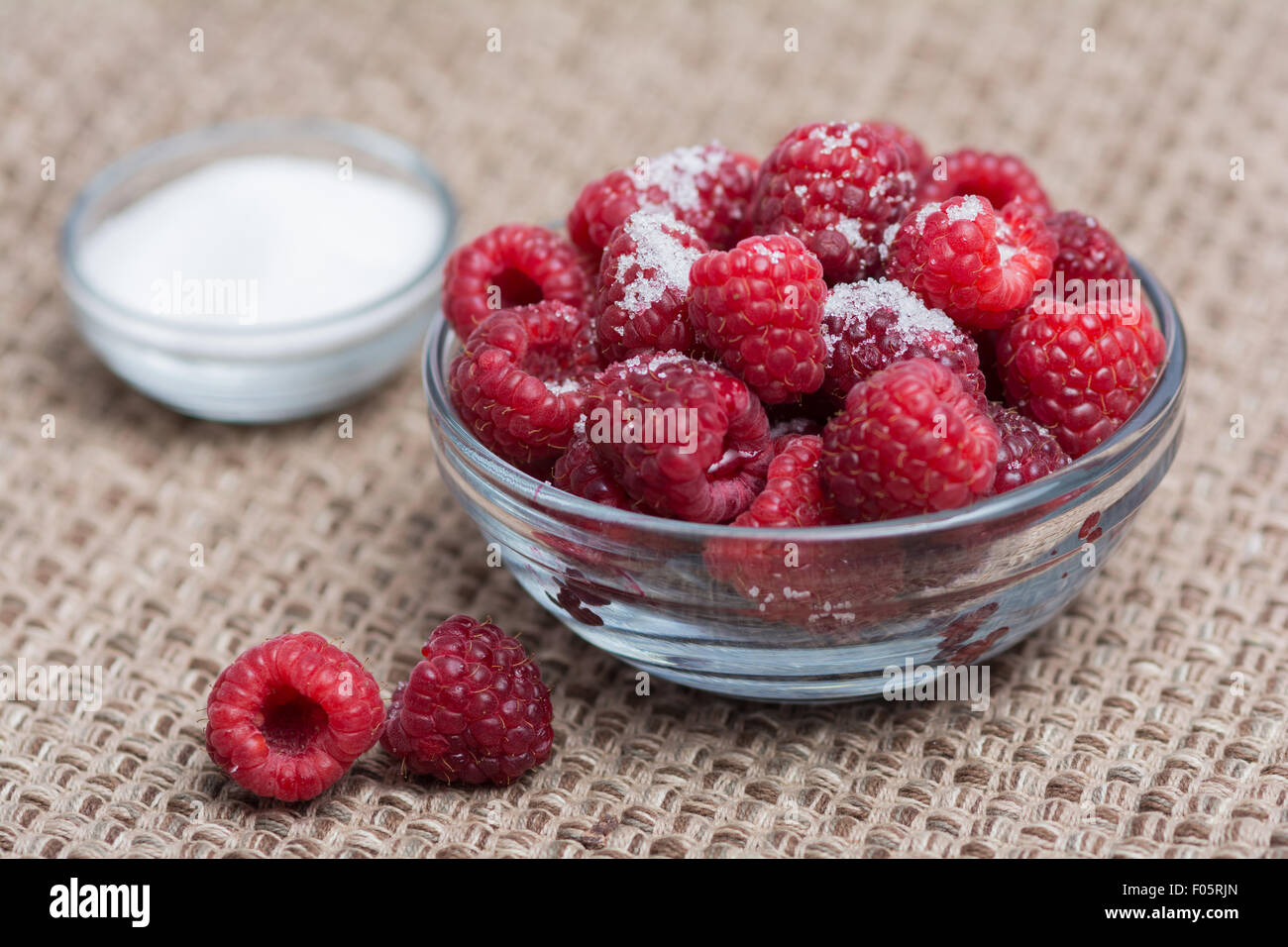 Raspberries and sugar Stock Photo Alamy
