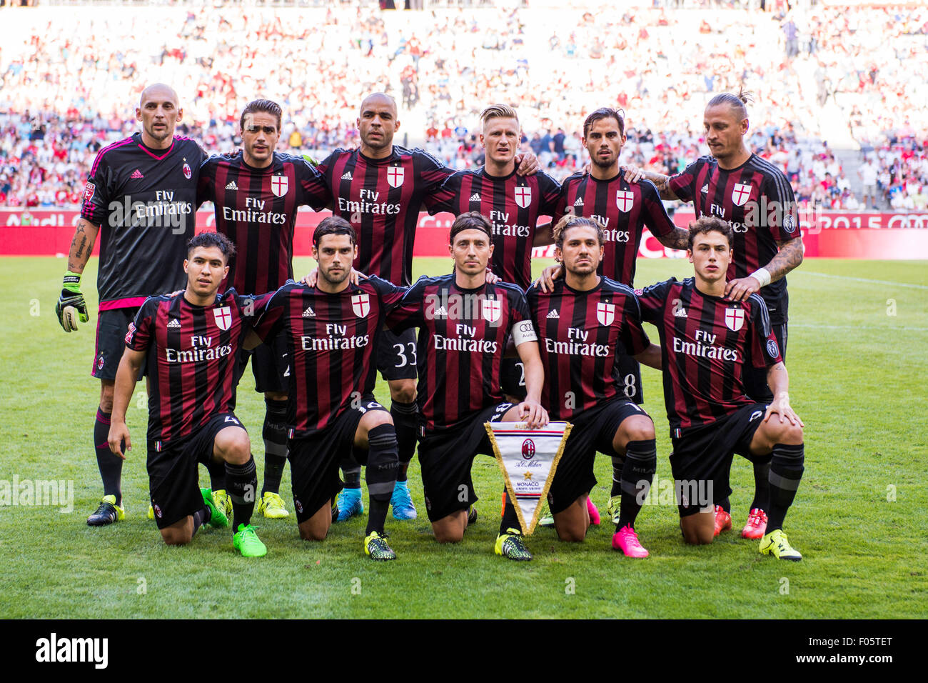 Munich, Germany. 5th Aug, 2015. Milan team group line-up Football/Soccer :  Audi Cup 2015 match