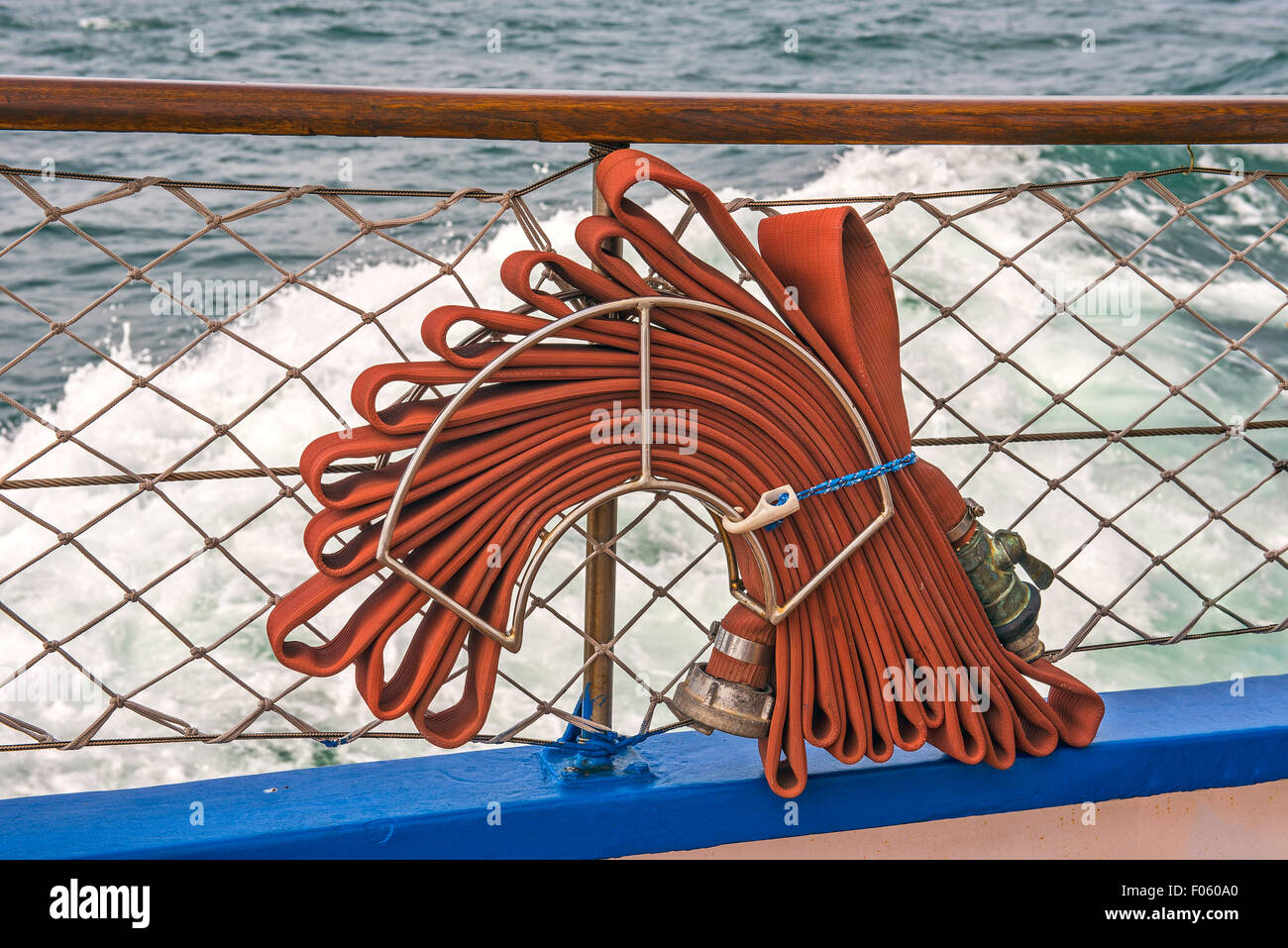 Hose Pipe on a Sailing Boat Stock Photo